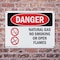 Signmission Natural Gas No Smoking Or Open Flames Danger Sign, Plastic, 14in W x 10in L, 2PK OS-2PACK-DS-P-1014-L-1454 - alternate 7